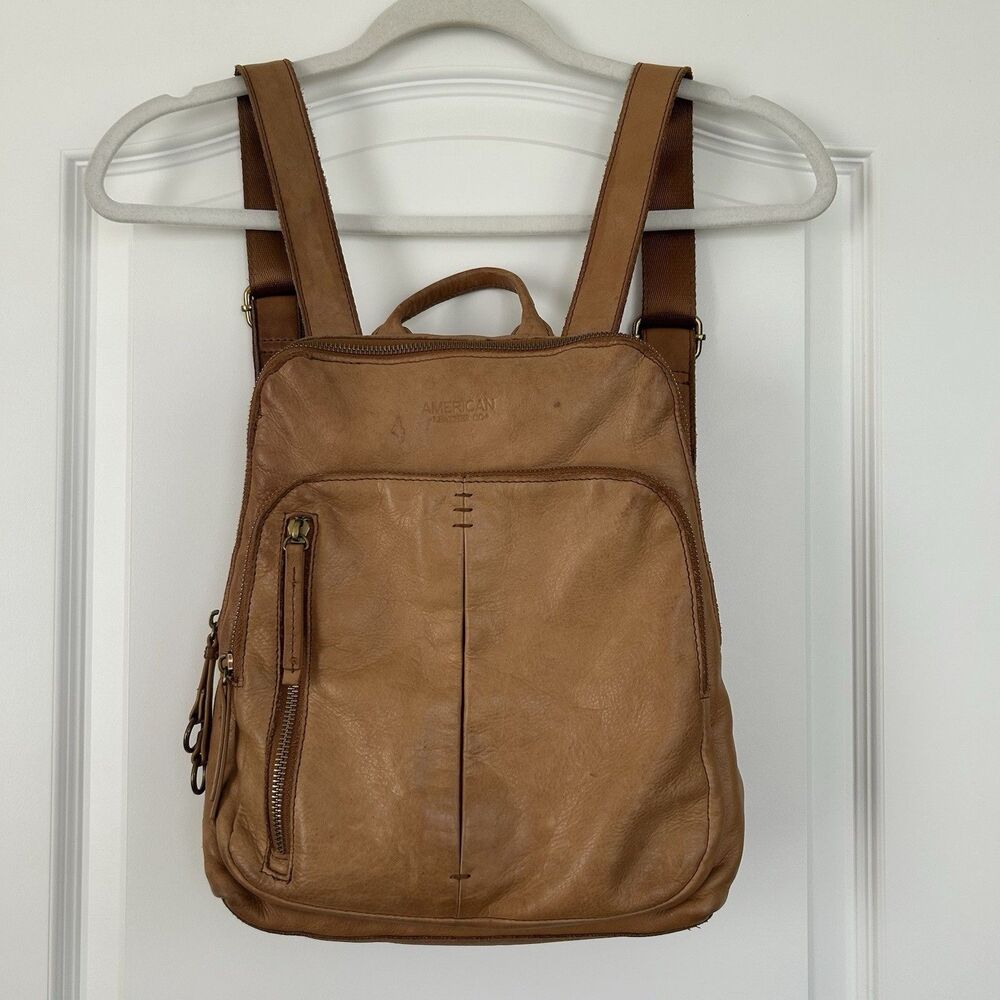 American Leather Co Cleveland Tan Brown Leather Backpack Soft Preloved As Is